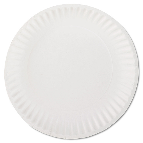 AJM White Paper Plates, 9" dia, 100/Pack, 10 Packs/Carton (PP9GREWH)